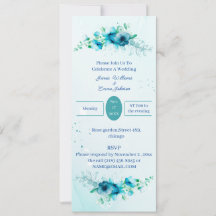 Elegant Blue Flower Wedding Invitation