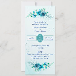 Elegant Blue Flower Wedding Invitation Inbjudningar