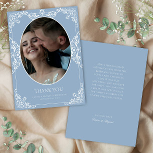 Elegant Blue Formal Gräns Vintage bröllop Photo Tack Kort