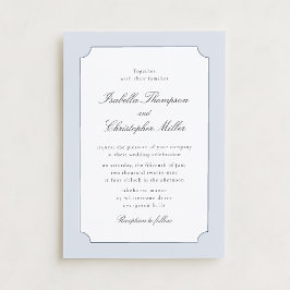 Elegant Blue Frame Classic Wedding Invitation  Kró Inbjudningar