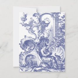 Elegant Blue Fransk Baroque Toile Inbjudningar