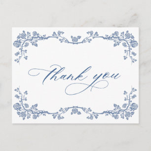 Elegant Blue Fransk Garden Tack Vykort