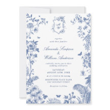 Elegant Blue Fransk Garden Wedding Photo QR-kod