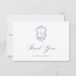 Elegant Blue Fransk Ro Garden Blommigt Bröllop Tack Kort