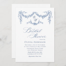 Elegant Blue Fransk Toile Garden MÖHIPPA Inbjudningar