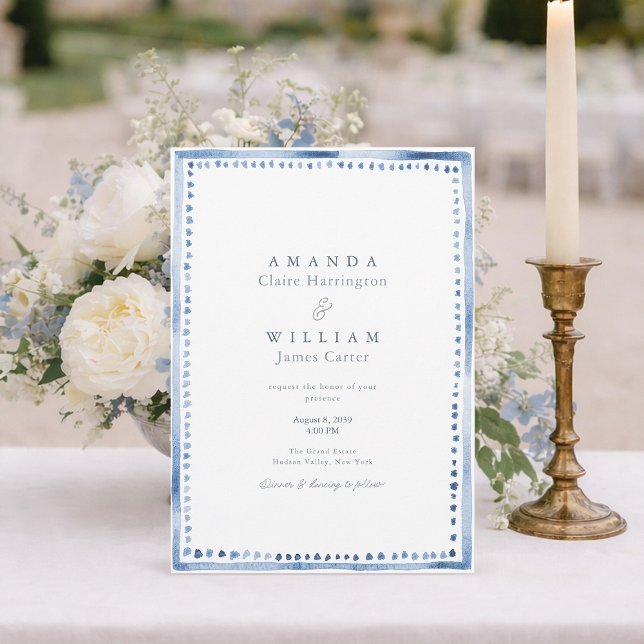 Elegant Blue French Estate Wedding Invitation  Inbjudningar (Skapare uppladdad)