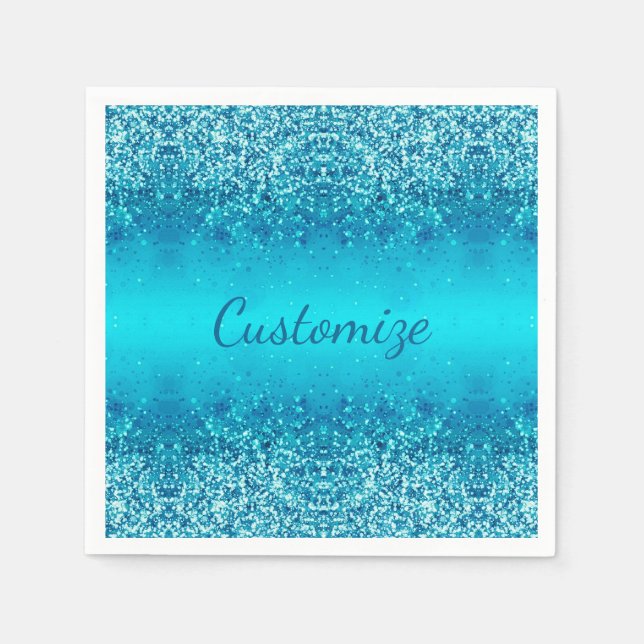 Elegant Blue Frost Gnistra Napkins Pappersservett (Framsidan)