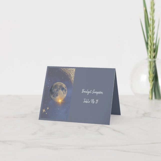 elegant Blue galaxy himmel, enkelt sittplatskort Tack Kort (Framsida)