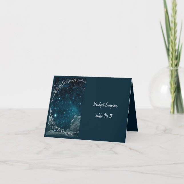 elegant Blue galaxy himmel, enkelt sittplatskort Tack Kort (Framsida)