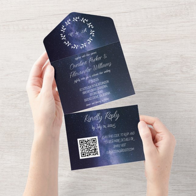 Elegant Blue Galaxy Modern OSA QR-kod (Tearaway)