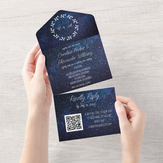 Elegant Blue Galaxy Modern OSA QR-kod (Tearaway)