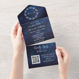 Elegant Blue Galaxy Modern OSA QR-kod