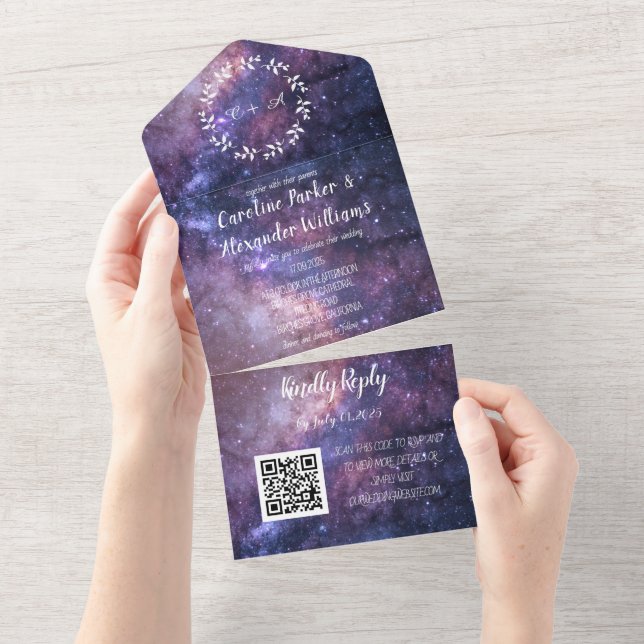 Elegant Blue Galaxy Modern OSA QR-kod - allt i (Avrivbar del)