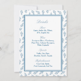 Elegant Blue Garden Wedding Pub Menu-tecken