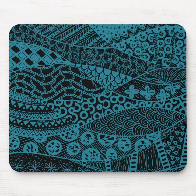 Elegant Blue Geometric Abstrakt Tribal Mönster | Musmatta (Framsidan)
