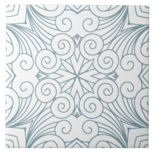 Elegant Blue Geometric Mandala Mönster Kakelplatta