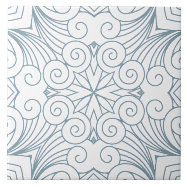 Elegant Blue Geometric Mandala Mönster Kakelplatta (Framsidan)