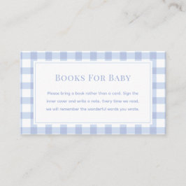 Elegant Blue Gingham Baby Shower Bokar för Baby Tilläggskort