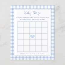 Elegant Blue Gingham Boy Shower Bingo Game