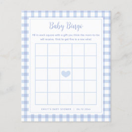 Elegant Blue Gingham Boy Shower Bingo Game
