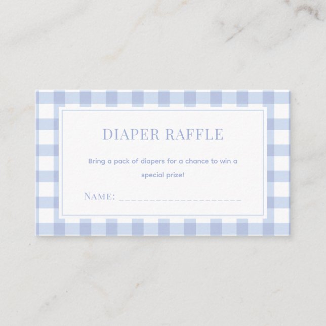 Elegant Blue Gingham Boy Shower Raffle Tilläggskort (Framsida)
