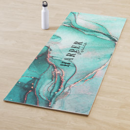 Elegant Blue Glitter Anpassat namn Yoga Mat