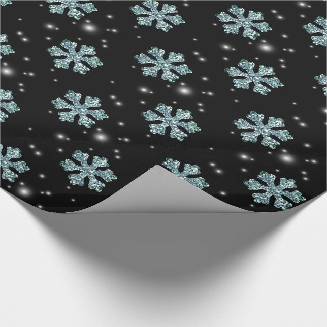 Elegant Blue Glitter Snowflake Gnistra jul Presentpapper (Hörn)