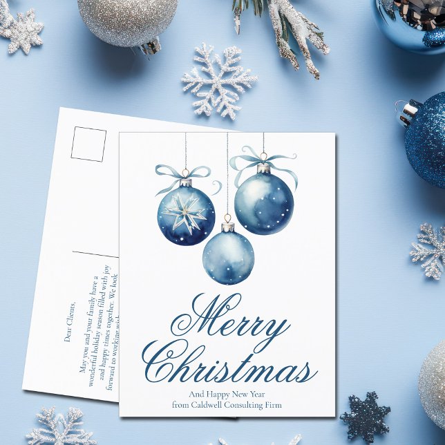 Elegant Blue God jul Ornaments Business Helg Vykort (Skapare uppladdad)