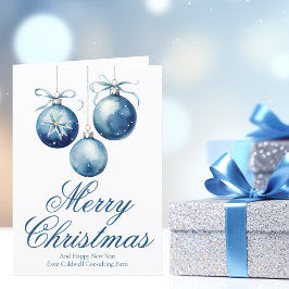 Elegant Blue God jul Ornaments Business Helgkort