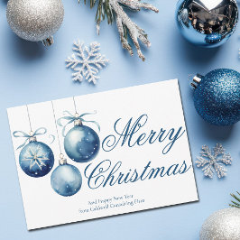 Elegant Blue God jul Ornaments Company Julkort