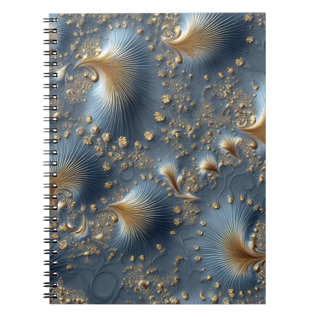 Elegant Blue & Gold Abstract Notebook Anteckningsbok (Framsidan)