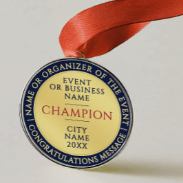 Elegant Blue Gold Champion Medal Business Achieve Julgransprydnad Metall