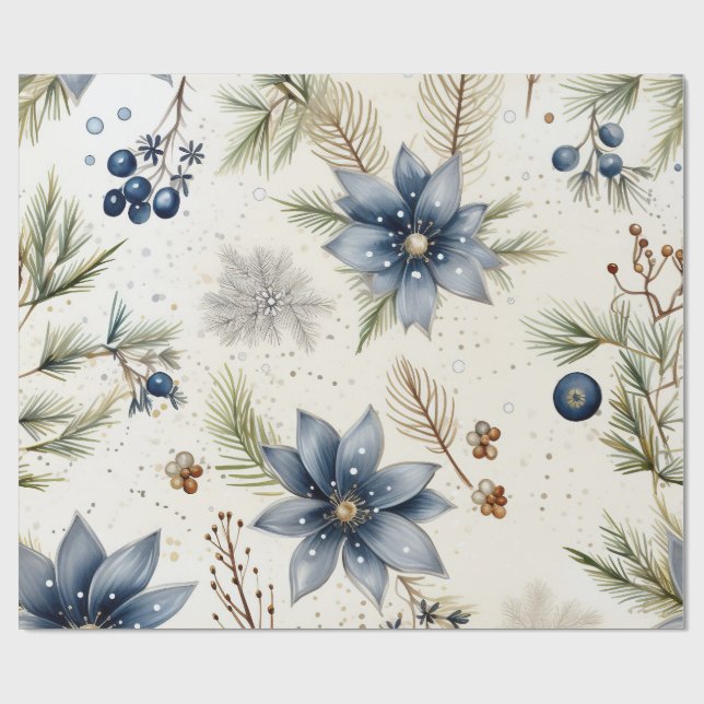 Elegant Blue & Gold Christmas  Paper Presentpapper (Platt)