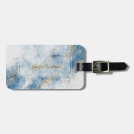 Elegant Blue Gold Glitter Abstract Flow            Bagagebricka