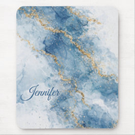 Elegant Blue Gold Glitter Abstract Flow            Musmatta