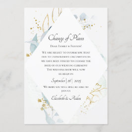 Elegant Blue Gold( Imitat) Watercolour Wedding Inbjudningar