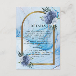 Elegant Blue & Gold Wedding Enclosure Card  Tilläggskort