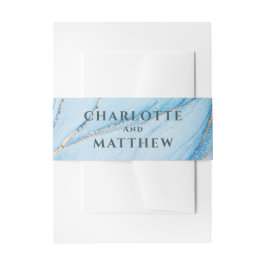 Elegant Blue & Gold Wedding Invitation  Band För Inbjudningskort