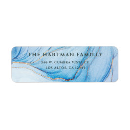Elegant Blue & Gold Wedding Return Address Label Returadress Etikett