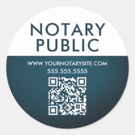 Elegant Blue Gradient QR-kod Notary Business Runt Klistermärke