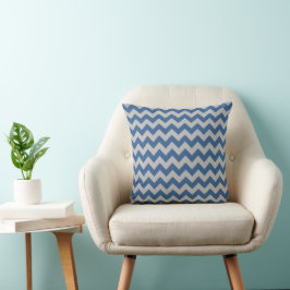 Elegant Blue Grått Chevron Rand Mönster Kudde