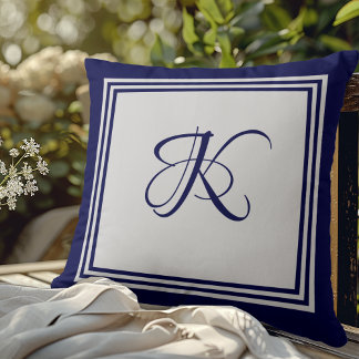 Elegant blue grått fyrkantig mönster inledande mon kudde