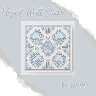 Elegant Blue Grått med ornate Backwall Clock Fyrkantig Klocka