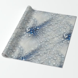 Elegant Blue, Grått och White Feasted Bejeweled Presentpapper