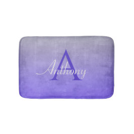 Elegant Blue Grått rustik Abstrakt namn monogram Badrumsmatta