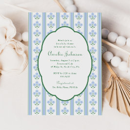 Elegant Blue Green Floral Baby Shower Invitation Inbjudningar