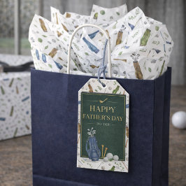 Elegant Blue Green Golf Theme Happy Father's Day Presentetikett