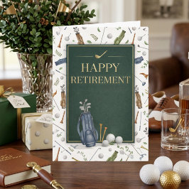 Elegant Blue Green Golf Theme Happy Retirement Kort