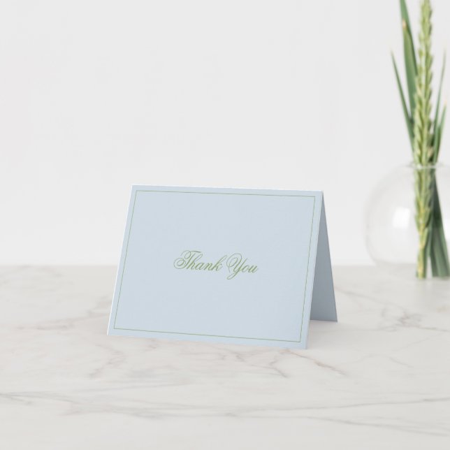 Elegant Blue Green Stripes Wedding Tack Kort (Framsida)
