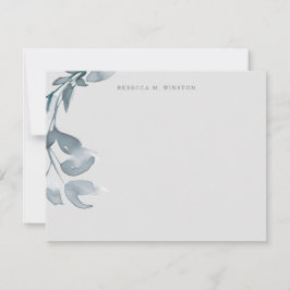 Elegant Blue Greenery Personlig Stationery Anteckningskort